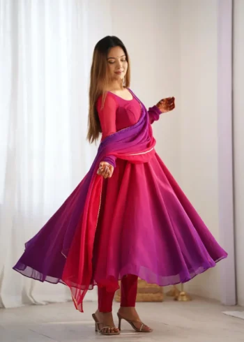 Fox Georgette Colourful Padding Anarkali Suit