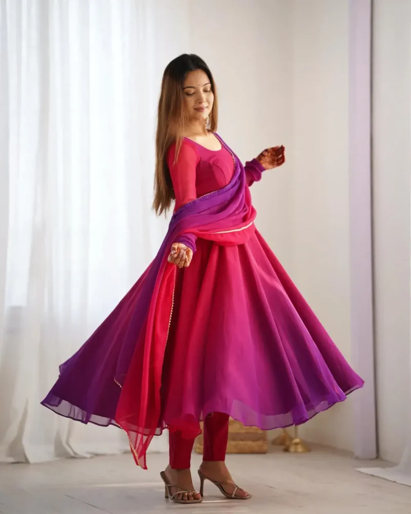 Fox Georgette Colourful Padding Anarkali Suit