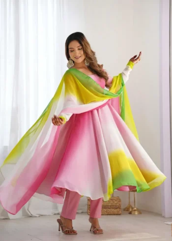 Fox Georgette Colourful Padding Anarkali Suit