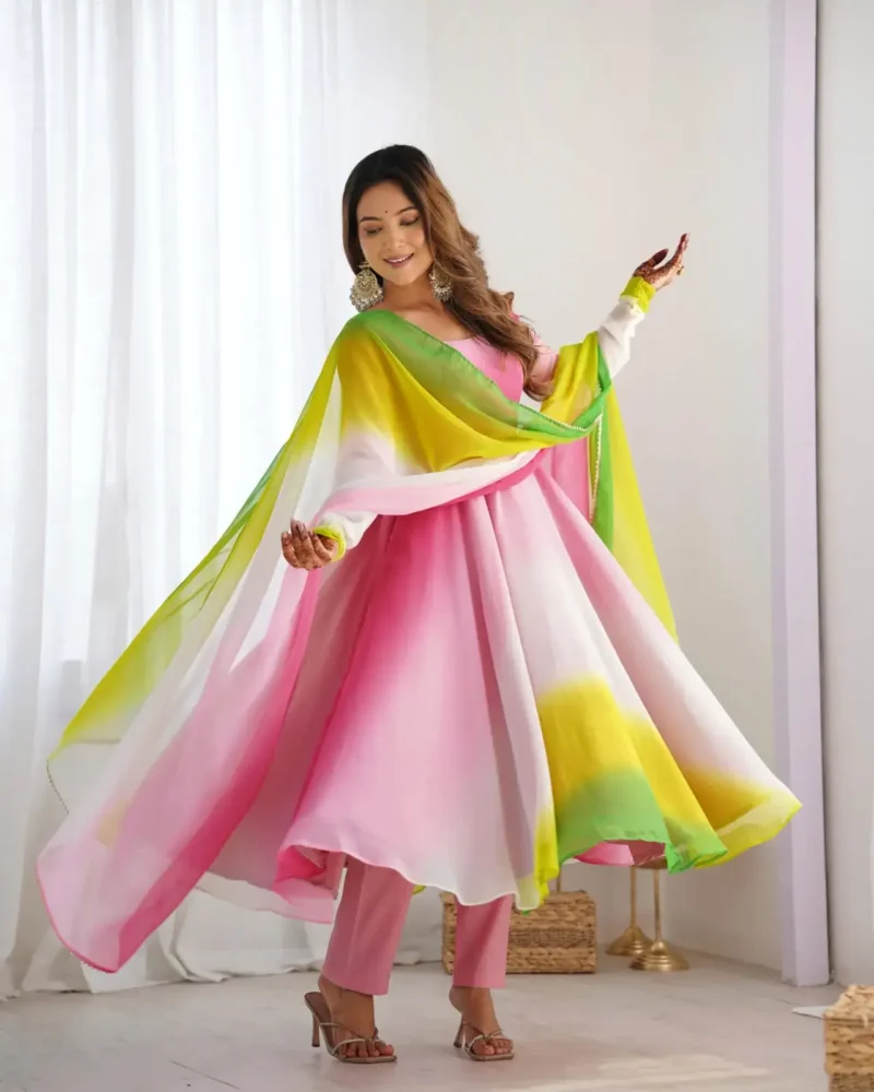 Fox Georgette Colourful Padding Anarkali Suit