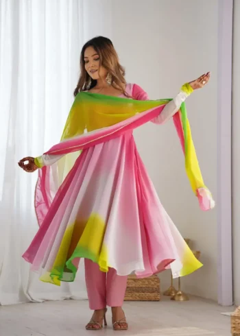 Fox Georgette Colourful Padding Anarkali Suit