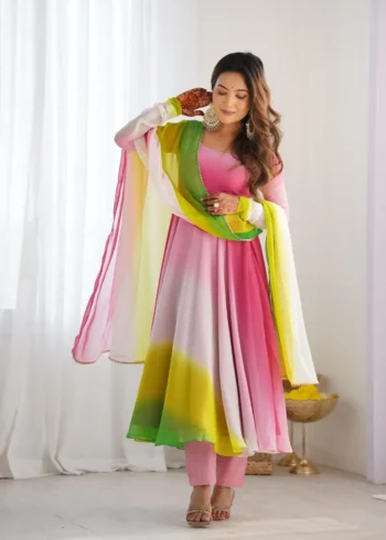 Fox Georgette Colourful Padding Anarkali Suit