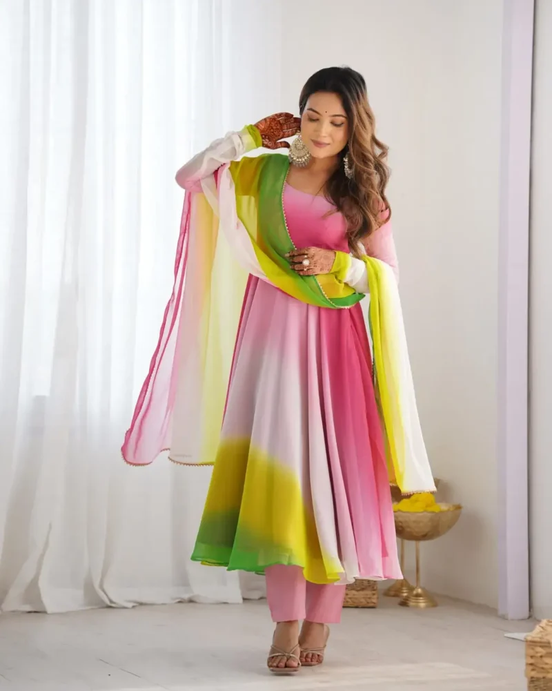 Fox Georgette Colourful Padding Anarkali Suit