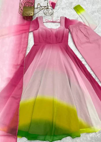 Fox Georgette Colourful Padding Anarkali Suit