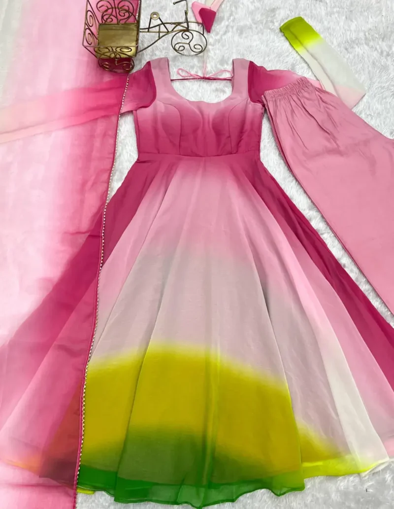 Fox Georgette Colourful Padding Anarkali Suit