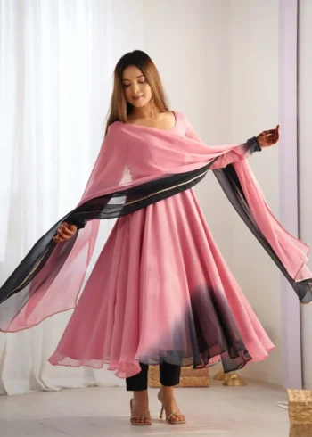 Fox Georgette Colourful Padding Anarkali Suit