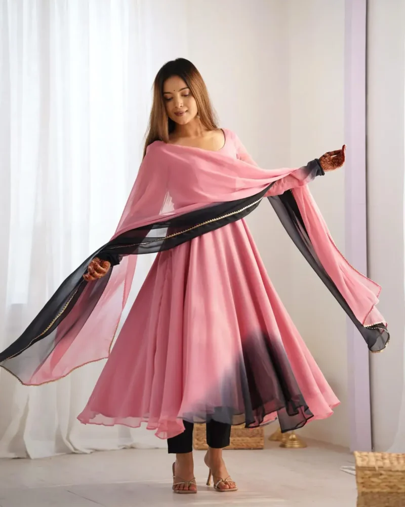 Fox Georgette Colourful Padding Anarkali Suit