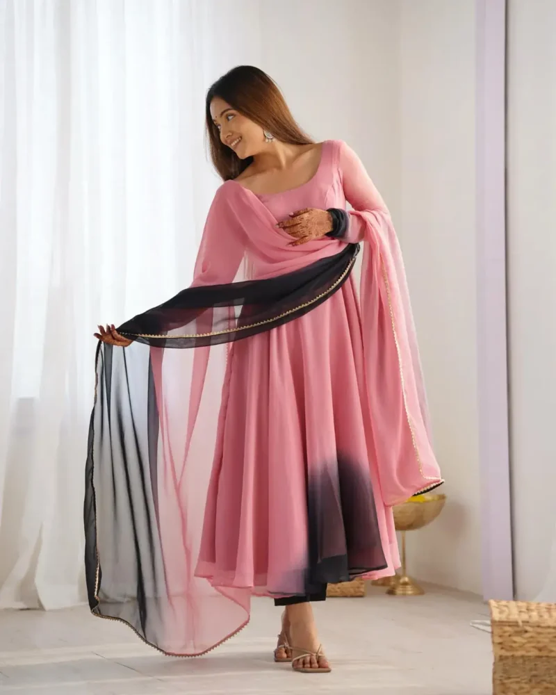 Fox Georgette Colourful Padding Anarkali Suit