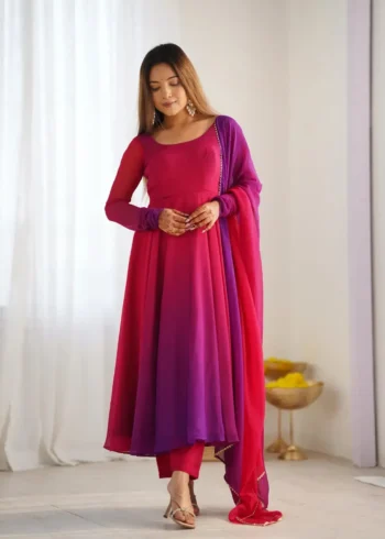 Fox Georgette Colourful Padding Anarkali Suit