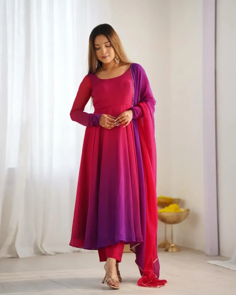 Fox Georgette Colourful Padding Anarkali Suit