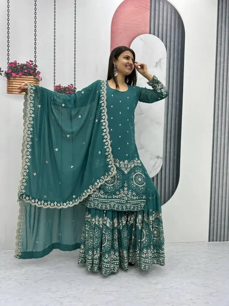 Fox Georgette Designer Party Wear Sharara Suit