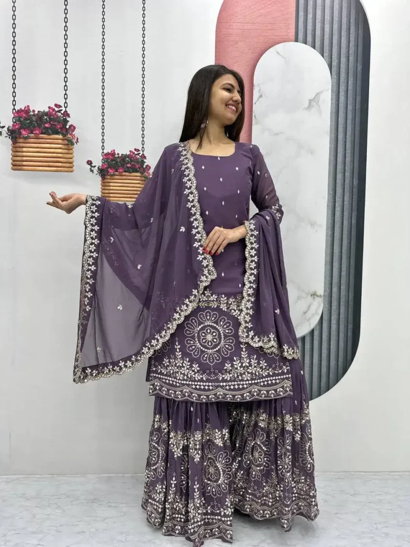 Fox Georgette Designer Party Wear Sharara Suit