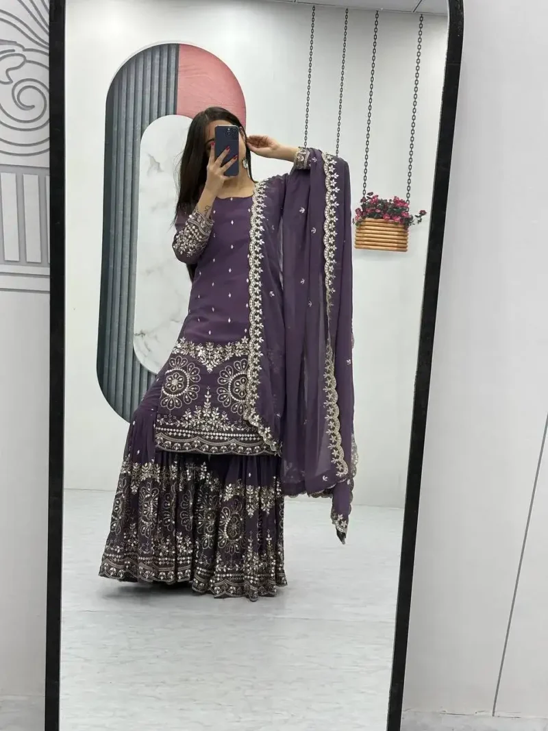 Fox Georgette Designer Party Wear Sharara Suit