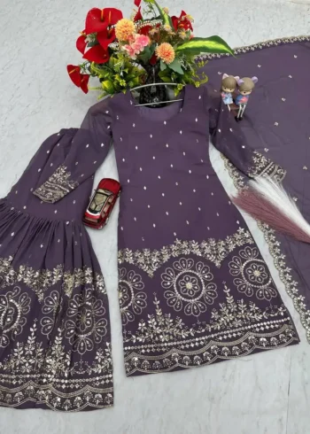 Fox Georgette Designer Party Wear Sharara Suit