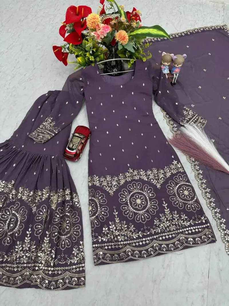 Fox Georgette Designer Party Wear Sharara Suit