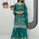 Fox Georgette Heavy Embroidery Sequence Work Party Wear Palazzo Suit