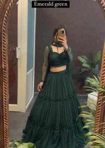 green-premium-georgette-silk-designer-frill-work-partywear-lehenga-st153