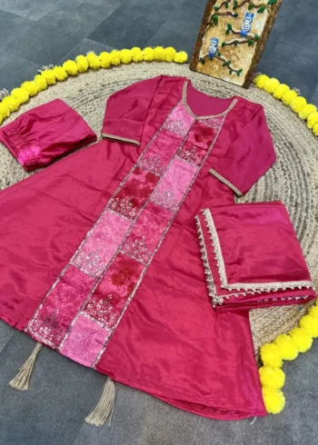 Heavy Chinon Designer Three Piece Salwar Suit