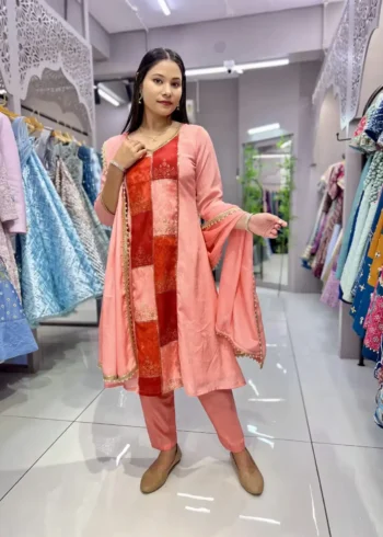 Heavy Chinon Designer Three Piece Salwar Suit
