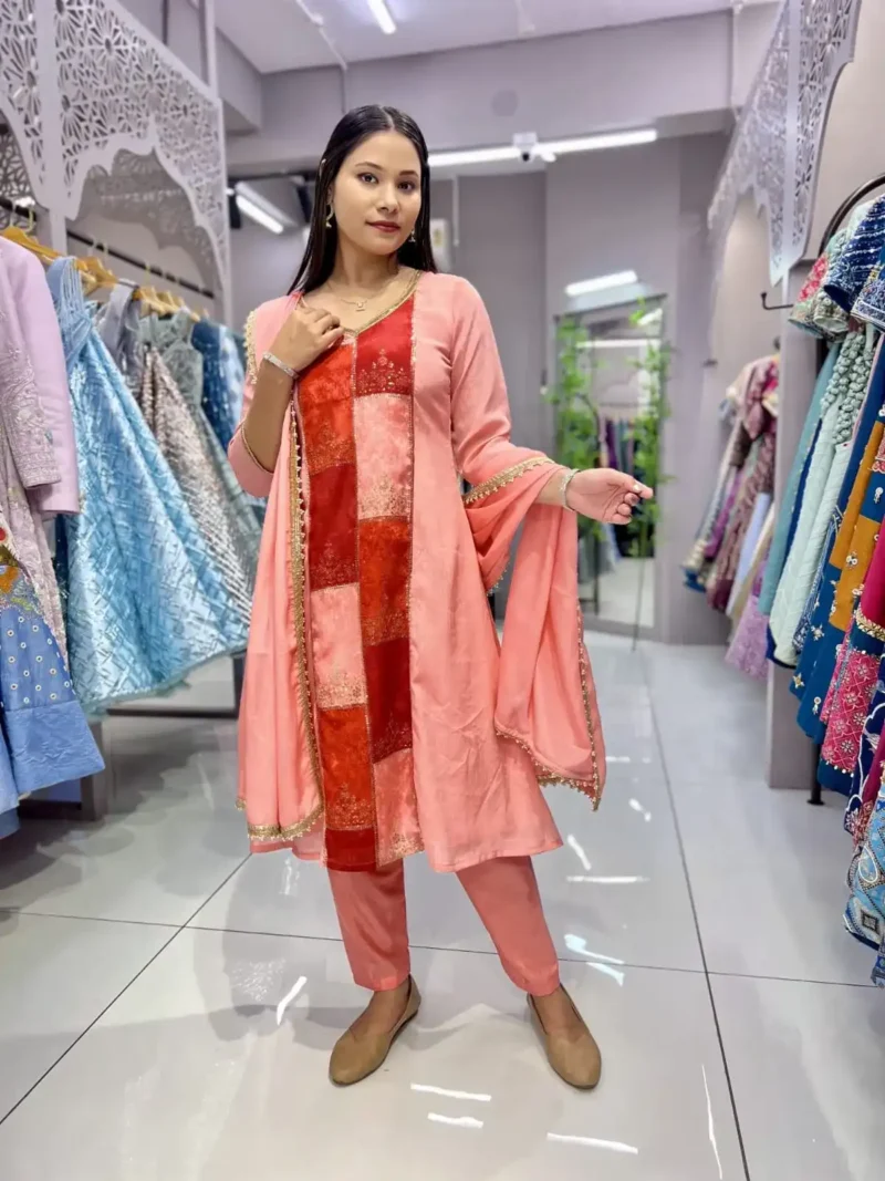 Heavy Chinon Designer Three Piece Salwar Suit