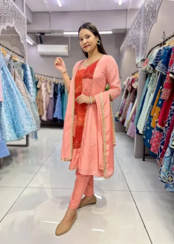 Heavy Chinon Designer Three Piece Salwar Suit