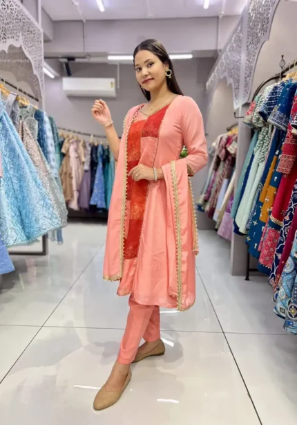 Heavy Chinon Designer Three Piece Salwar Suit