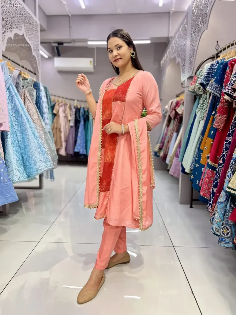 Heavy Chinon Designer Three Piece Salwar Suit