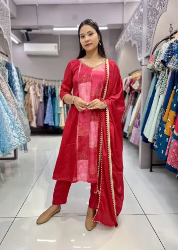 Heavy Chinon Designer Three Piece Salwar Suit