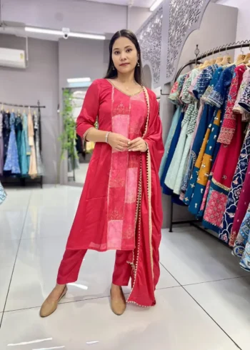 Heavy Chinon Designer Three Piece Salwar Suit