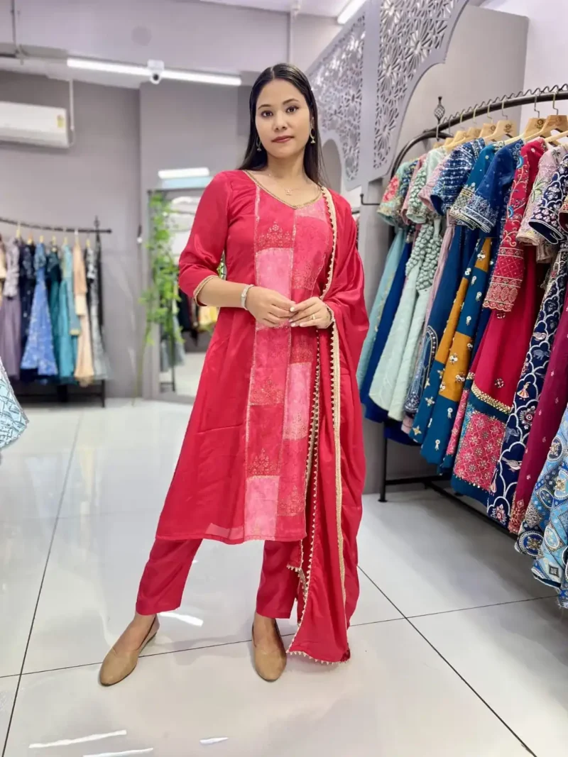 Heavy Chinon Designer Three Piece Salwar Suit