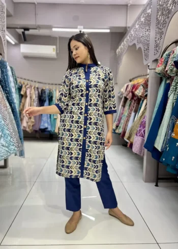 Heavy Cotton Foil Printed Designer Zigzag Kurti Pant