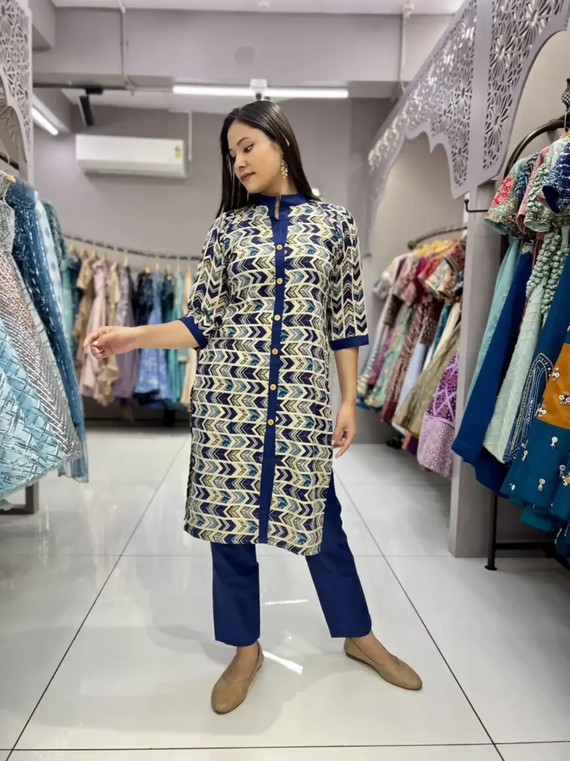Heavy Cotton Foil Printed Designer Zigzag Kurti Pant