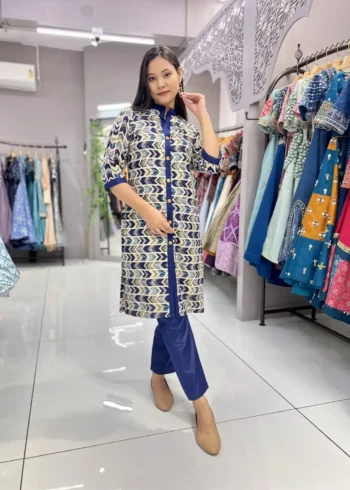 Heavy Cotton Foil Printed Designer Zigzag Kurti Pant