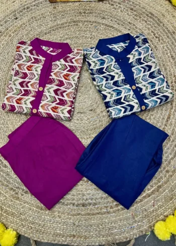 Heavy Cotton Foil Printed Designer Zigzag Kurti Pant