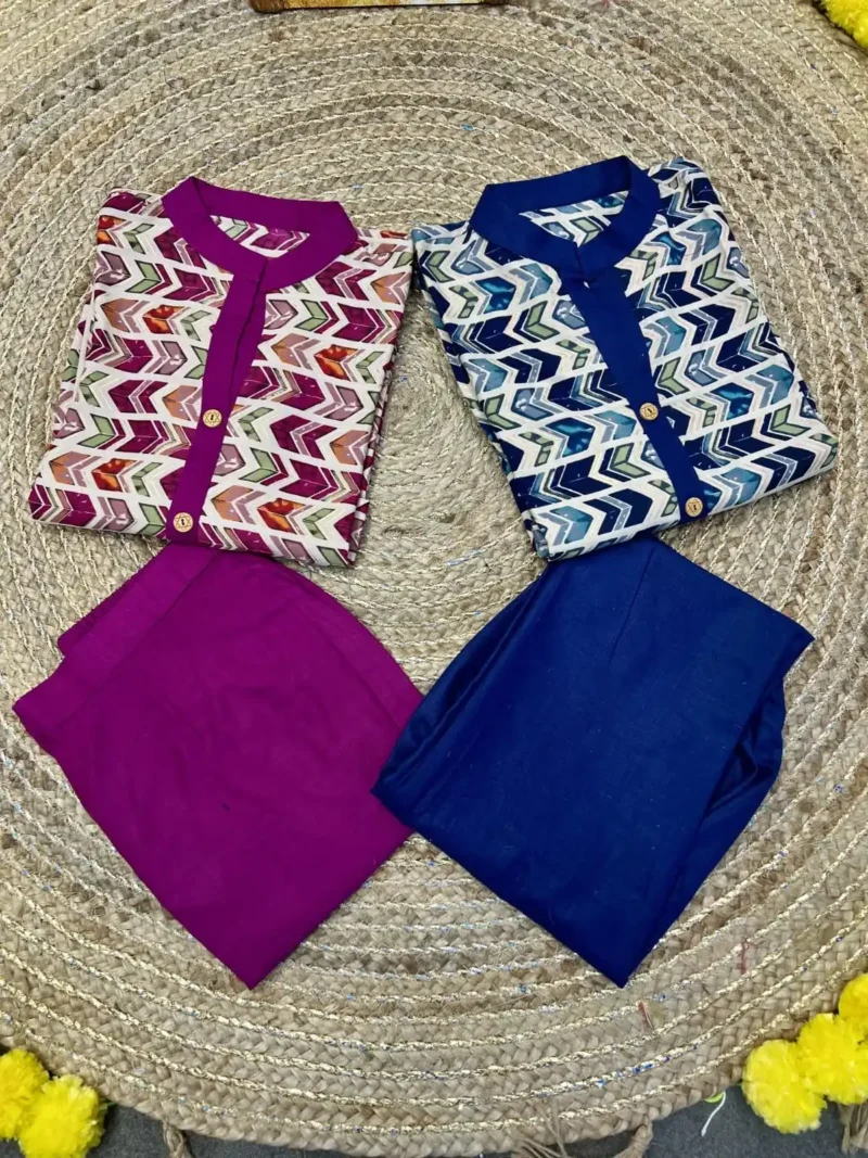 Heavy Cotton Foil Printed Designer Zigzag Kurti Pant