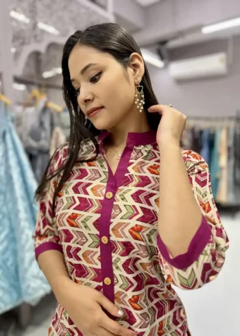 Heavy Cotton Foil Printed Designer Zigzag Kurti Pant