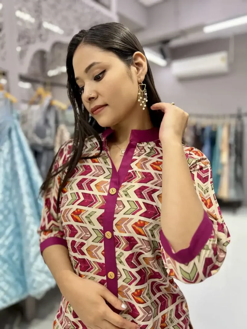 Heavy Cotton Foil Printed Designer Zigzag Kurti Pant