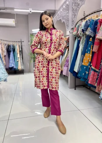 Heavy Cotton Foil Printed Designer Zigzag Kurti Pant