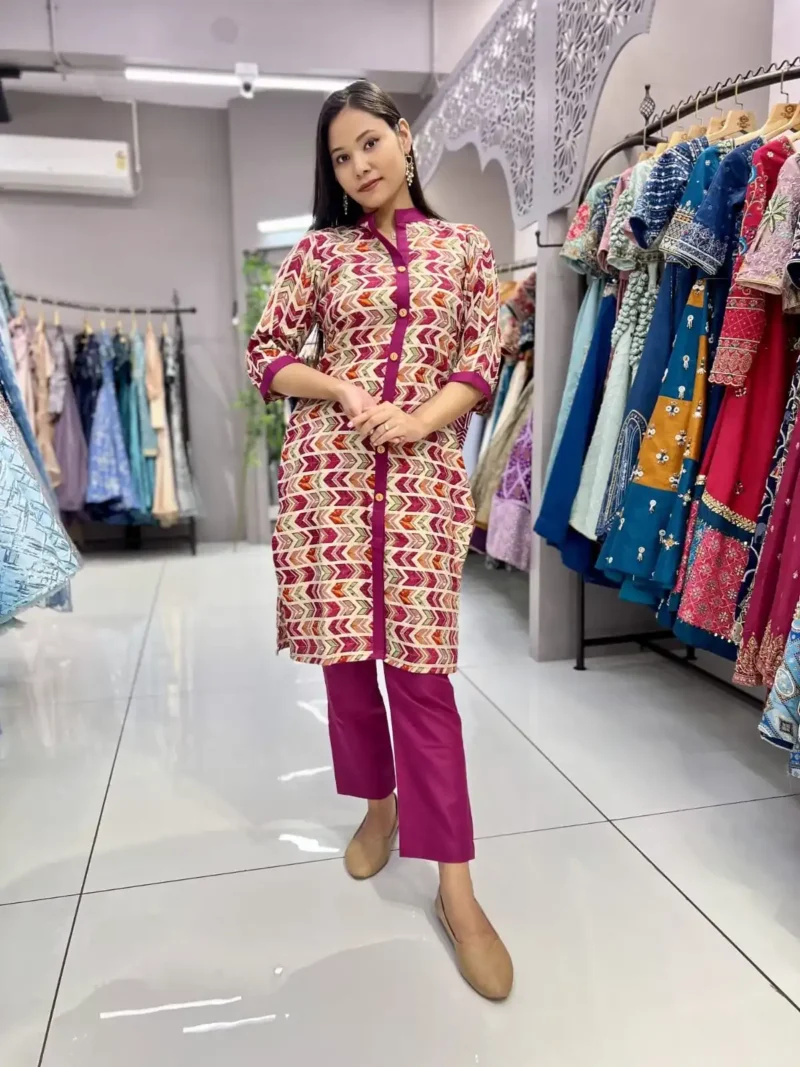 Heavy Cotton Foil Printed Designer Zigzag Kurti Pant