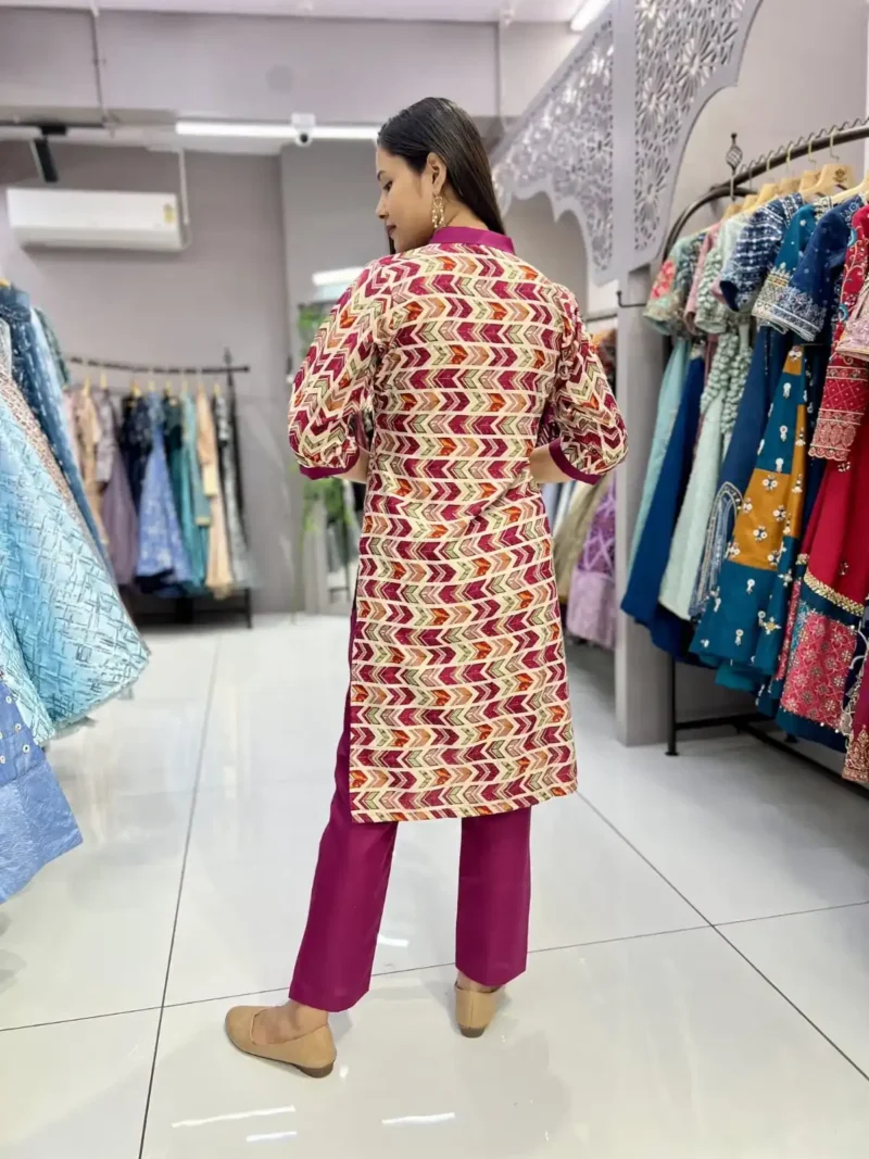 Heavy Cotton Foil Printed Designer Zigzag Kurti Pant
