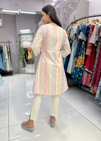 Heavy Cotton Round v Neck Designer Lining Kurti Pant
