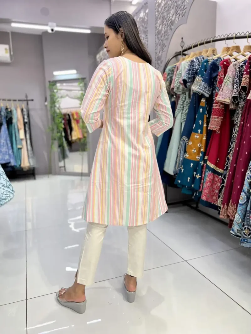 Heavy Cotton Round v Neck Designer Lining Kurti Pant