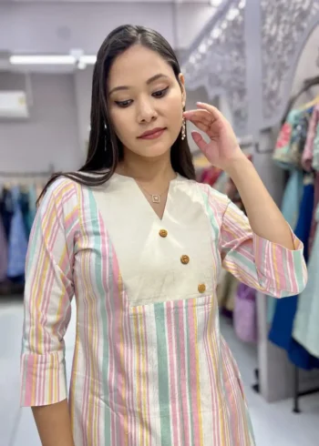Heavy Cotton Round v Neck Designer Lining Kurti Pant