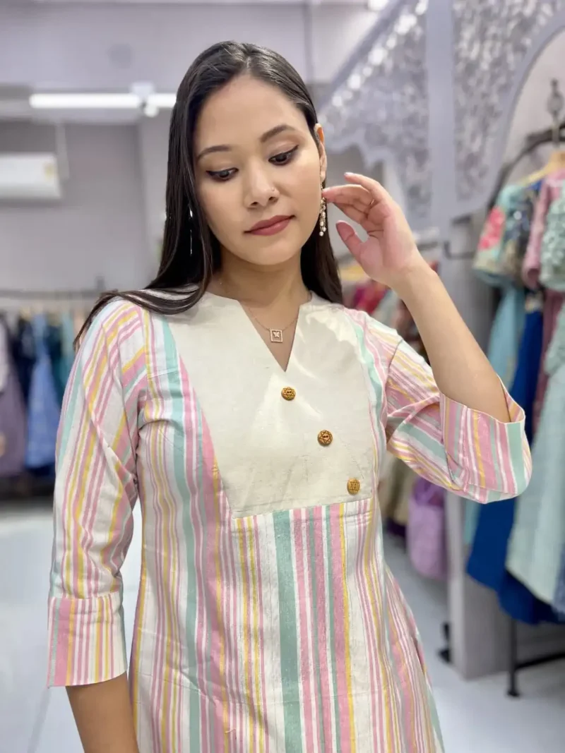 Heavy Cotton Round v Neck Designer Lining Kurti Pant