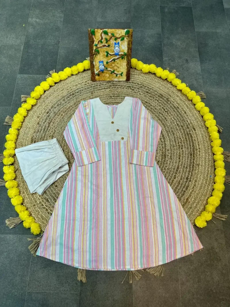 Heavy Cotton Round v Neck Designer Lining Kurti Pant