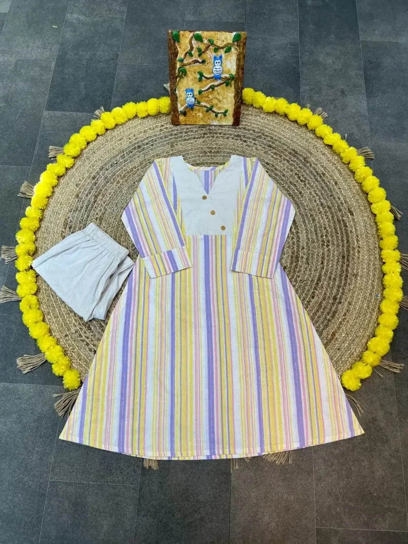 Heavy Cotton Round v Neck Designer Lining Kurti Pant
