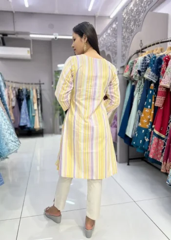 Heavy Cotton Round v Neck Designer Lining Kurti Pant