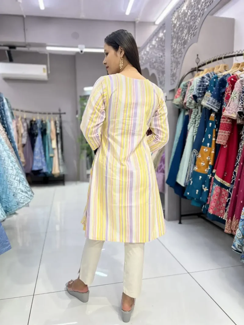 Heavy Cotton Round v Neck Designer Lining Kurti Pant