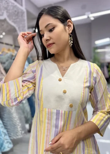 Heavy Cotton Round v Neck Designer Lining Kurti Pant