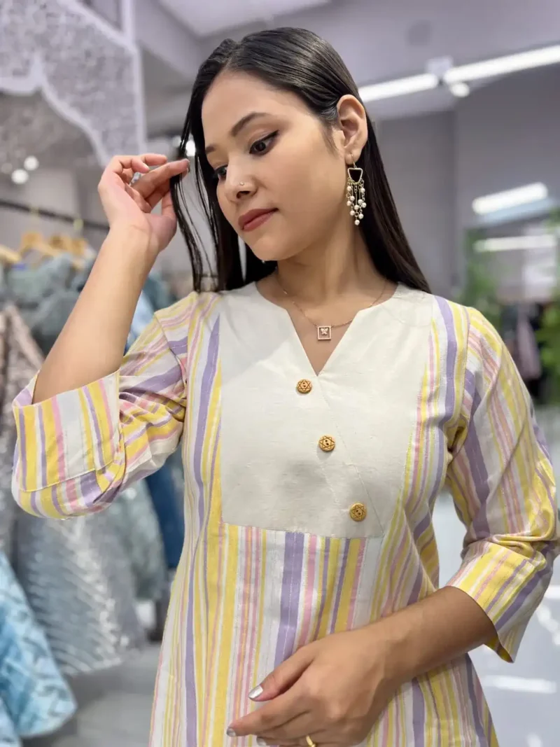 Heavy Cotton Round v Neck Designer Lining Kurti Pant
